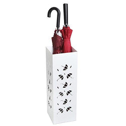 22 Inch Tall Cutout Umbrella Design Entryway Umbrella Holder Storage Rack, White