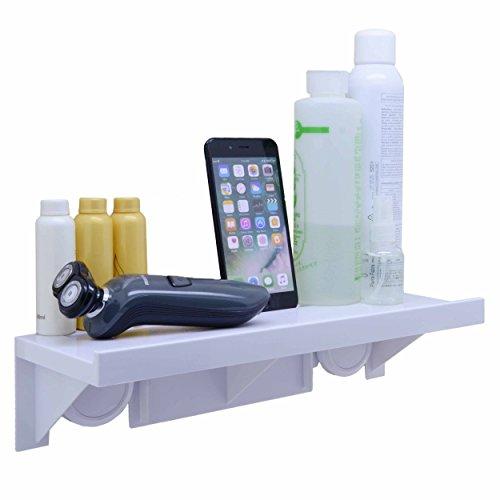 OKOMATCH Bathroom Shelf Without Drill & Nail,Easy Installing Super Suction Cup Wall Mounted Sturdy Plastic Storage Rack For Kitchen/Shower & Living Room/Office(1pcs/pack)