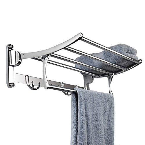 YKDM-CYS Bathroom Towel Rack Wall Mounted Stainless Steel Towel Shelf Towel Holder Hotel Rail Shelf Storage Holder (Size:50 25 10 CM)