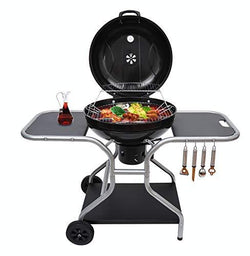 Outsunny New Deluxe Charcoal Trolley Barbecue Grill with Wheels - Black