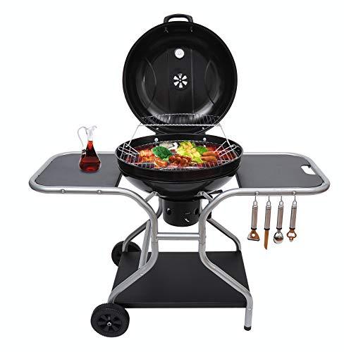 Outsunny New Deluxe Charcoal Trolley Barbecue Grill with Wheels - Black