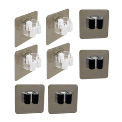 MENXEN Broom Mop Holder, Broom Gripper Holds Self Adhesive Reusable No Drilling Super Anti-Slip, Wall Mounted Storage Rack Storage & Organization for Your Home, Kitchen and Wardrobe (8 Pack)