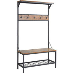 Wood Entryway Hall Tree With Bench Storage Rack Furniture Rustic Wooden Free Standing Contemporary Foyer Metal Coat Rack Hanger Display Hooks Country Industrial Farmhouse And eBook By NAKSHOP