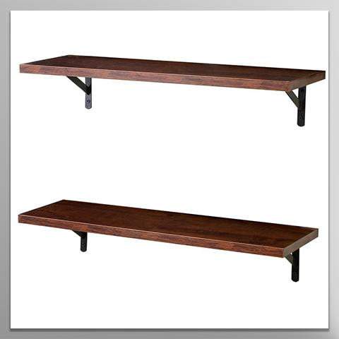 Wall Mounted Floating Shelves, Set of 2, Display Ledge, Storage Rack for Room/Kitchen/Office - Walnut Brown