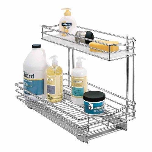 Lynk Professional Professional Sink Cabinet Organizer with Pull Out Out Two Tier Sliding Shelf, 11.5w x 21d x 14h -Inch, Chrome
