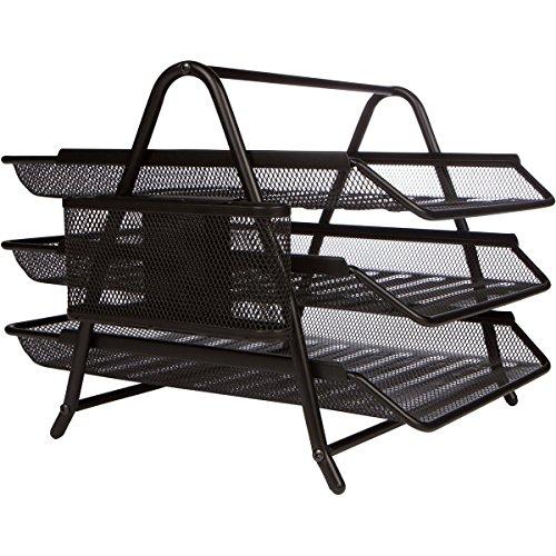 3 Tier Letter Tray Organizer, Desktop Document Paper File, Black