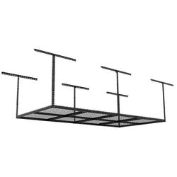 Adjustable Garage Ceiling Storage Racks Heavy Duty Durable Steel Construction Wire Sturdy Overhead Organized Simple System Mounted Hanging Storage Shelf Unit Bracket Hangers Black & eBook By NAKSHOP