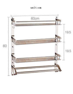 DEED Wall Hanging Mount Rack Toilet Stainless Steel Double Layer Three Shelf Bathroom Racks Wall Towel Rack Storage Rack,6060CM