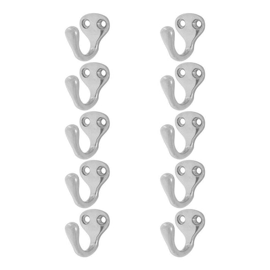Bar Face/Wall Mount Purse, Coat & Key Hook - Polished Stainless Steel - Set of 10