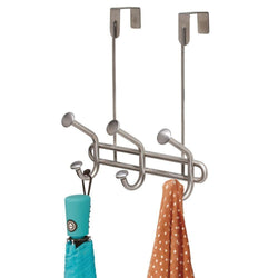 InterDesign Forma Ultra Over Door Storage Rack - Organizer Hooks for Coats, Hats, Robes, Clothes or Towels – 3 Dual Hooks, Brushed Stainless Steel