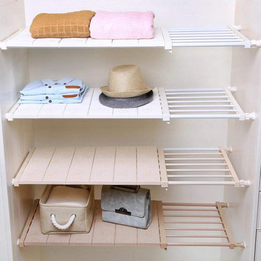 HyFanStr Adjustable Storage Rack Expandable Separator Shelf for Wardrobe, Cupboard, Bookcase Compartment Collecting (Length:28.7