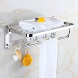 Dosens Premium Stainless Steel Wall Mounted Bathroom Towel Rack Shower Storage Towel Shelf Towel Holder Hotel Rail Shelf Storage Holder with 5 Hooks