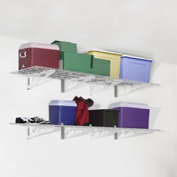 FLEXIMOUNTS 2' x 6' White 2-Pack 2x6ft 24-inch-by-72-inch Wall Shelf Garage Storage Rack 24