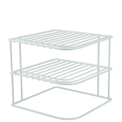 DecorRack Set of 2 Countertop Corner Shelf Organizer, 3-Tier Heavy Duty Corner Rack, Counter and Cabinet Corner Helper Shelf, Free Standing Rack for Kitchen Counter Pantry and Cupboards, White