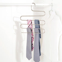 4 Pack S Type Hanger For Clothing & Closet Storage, Stainless Steel Pants Hangers With 5 Layers, Multi-Purpose Loveyal Limited Space Storage Rack For Trousers, Towels, Scarfs, Ties, Jeans (4)