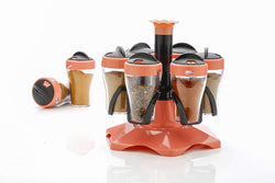 Homeglare 6 Piece Revolving Spice Masala Container Storage Rack Set with Stand for Kitchen, Dinning Table (Set of 6, Assorted Color)