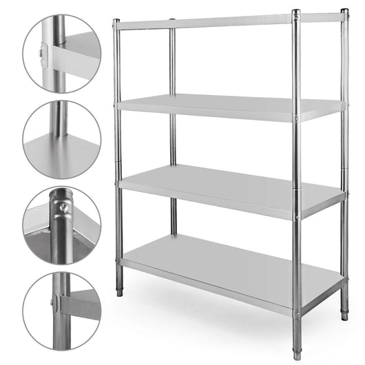 Happybuy Stainless Steel Shelving Units Heavy Duty 4 Tier Shelving Units and Storage Shelf Unit for Kitchen Commercial Office Garage Storage (4-Tier 400LB per Shelf)
