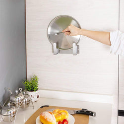 Pot Lid Rack, Wall Mounted 304 Stainless Steel Pan Lid Organizer Holder, 3M Self Adhesive, Kitchen Cooking Utensil Tool
