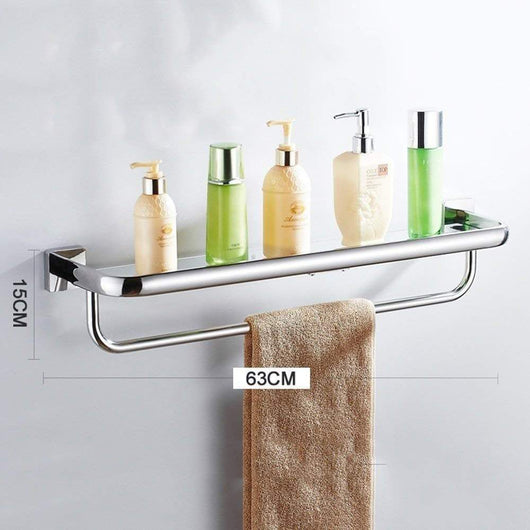 DEED Wall Hanging Mount Rack Toilet Shelf Stainless Steel Bathroom Shelf Dressing Table Dressing Table Tempered Glass Mirror Frame Storage Rack,63cm