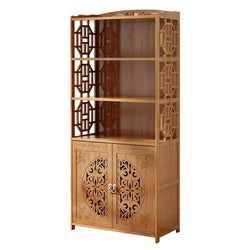 DULPLAY Wood en Bookcase with Doors,Thickened Floor-Standing Orchard Hills Library Easy Assembly Multifunctional Tall Bookshelf Storage Rack for Home -C 69x30x164cm(27x12x65inch)