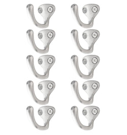 Bar Face/Wall Mount Purse, Coat & Key Hook - Brushed Stainless Steel - Set of 10