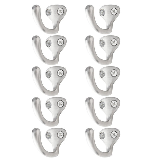 Bar Face/Wall Mount Purse, Coat & Key Hook - Brushed Stainless Steel - Set of 10