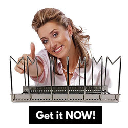 Kitchen Pot Lid Organizer, Anti Rust Stainless Steel Pan Rack Holder with 7 Adjustable Compartments for Dinnerware Bakeware Cookware