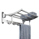 Hamhsin Stainless Steel Wall Mounted Bathroom Towel Rack Brushed Towel Shelf towel holder Hotel Rail Shelf Storage Holder (50cm)