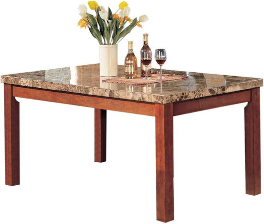 Acme 07045 Bologna Brown Faux Marble Top Brown Cherry Dining Table