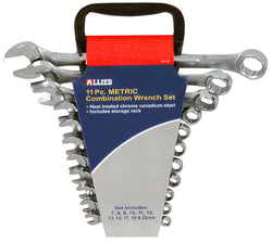 11 Piece Combination Wrench Set Metric MM 12 Point w/ Storage Rack Case Allied