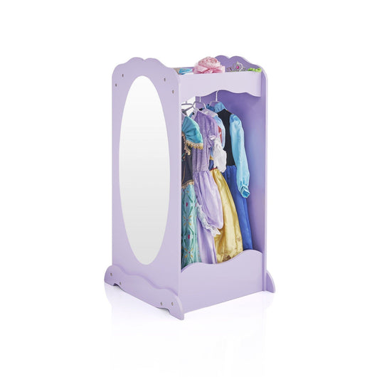 Guidecraft Dress Up Cubby Center - Lavender: Kids Clothing Storage Rack, Costume & Shoes Wardrobe with Mirror and Side Hooks -  Standing Closet for Toddlers