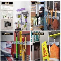Feir Mop Broom Holder Wall Mounted Kitchen Hanging Garage Utility Tool Organizers and Storage Rack for Commercial Bathroom Laundry Room Closet Gardening