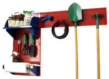 Top wall control pegboard garden supplies storage and organization garden tool organizer kit with red pegboard and blue accessories