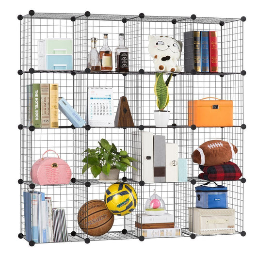 LANGRIA Metal Wire Storage Cubes, Modular Shelving Grids, DIY Closet Organization System, Bookcase, Cabinet, (16 - Regular Cube)