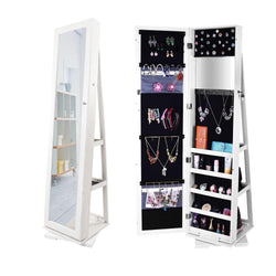 Bonnlo Cheval Jewelry Armoire 360 Degree Rotary Swivel Mirrored Cabinet,w/ 63