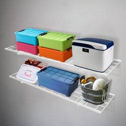 FLEXIMOUNTS 1' x 4' White 2-Pack 1x4ft 12-inch-by-48-inch Wall Shelf Garage Storage Rack 12