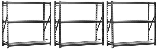 Muscle Rack ERZ772472WL3 Black Heavy Duty Steel Welded Storage Rack, 3 Shelves, 1,000 lb. Capacity per Shelf, 72