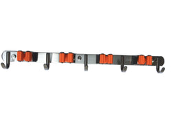 KKhouse 1pack Heavy Duty 304 Stainless Steel Mop Broom Holder Wall Mount with Hook Gripper Slot, Garden Storage Rack Mop Broom Handle Kitchen Storage Garage Garden Tools Organizer (4position 5hooks)