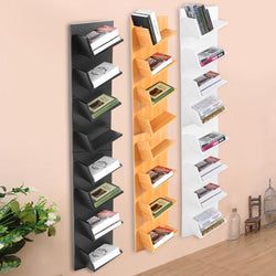 8 Tiers Book Shelves CDs Display Storage Rack Shelf Organization Wall Mounted Books Home Office Decor