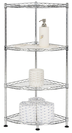happimess Aleah 4-Tier Corner Storage Rack, Chrome