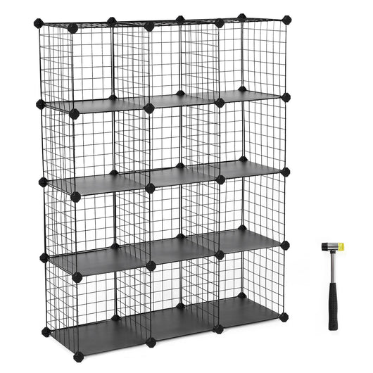 Modular Black Metal Wire Cube Storage ,12-Cubes