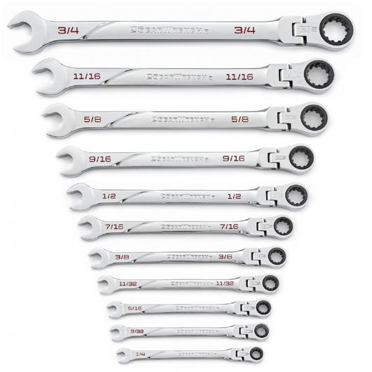 Gearwrench 86247  XL™ 11-Piece Spline Flex Ratcheting Combination SAE Wrench set