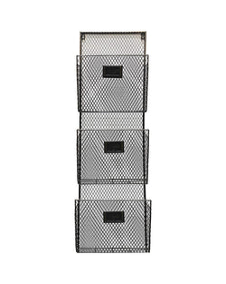 3 Tier Modern Black Wall Mounted Metal Bar Magazine Rack  Document File Folder Hanging Storage Organizer