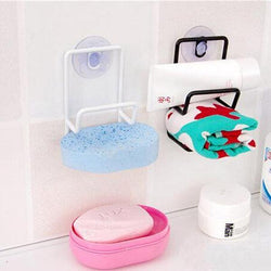 Sundries Storage Rack Double Sink Sponge Rack Bathroom Kitchen Metal Racks Holder Shelf Sucker (2PCS)