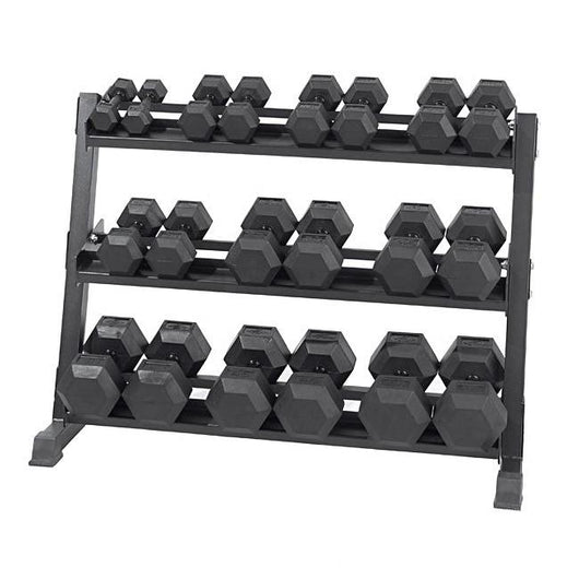 Element Fitness 5-50lb Virgin Rubber Hex Dumbbell Set w/ Stand