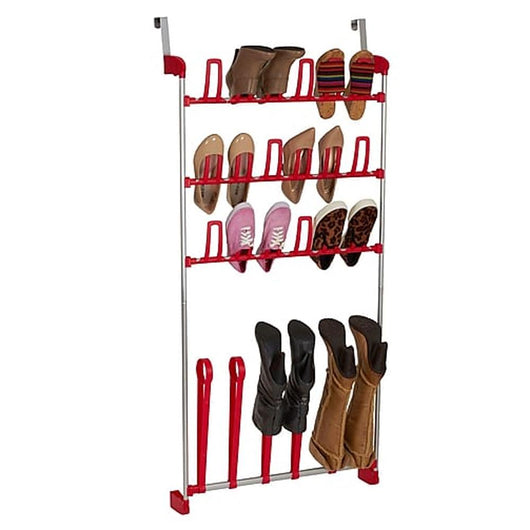 Over The Door Shoe Storage Boot Rack- Red