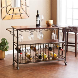 Wood Top Wine Rack Cart