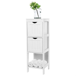 Modern 2 Drawer Bathroom Cabinet Storage Rack in White