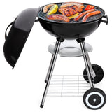 18in Charcoal Barbecue Grill w/ Storage Rack, Detachable Legs, 2 Wheels