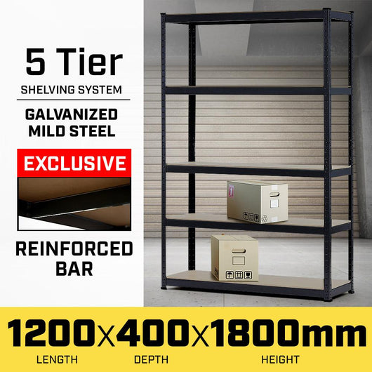 5 Shelf Storage Rack Galvanized Steel - 180x120cm